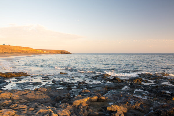 A beautiful shot of the shore in the South of Fuerteventura, Canary Islands, Spain